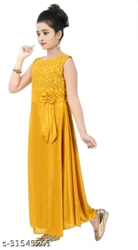 Girls Mustard Satin Frocks & Dresses Pack Of 1 - 8-9