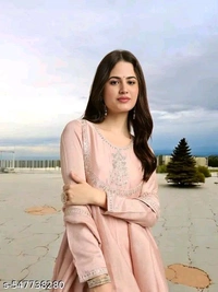 Women's S Stylish Embroidered Kurti With Pant and Dupatta Set - M