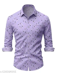 Men's Micro Print Regular Spread Collar Shirts - M