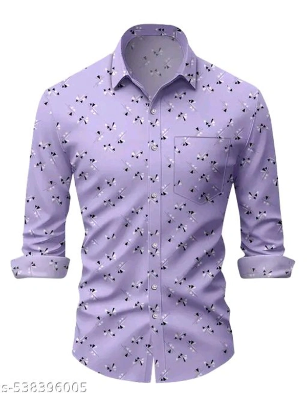 Men's Micro Print Regular Spread Collar Shirts - M