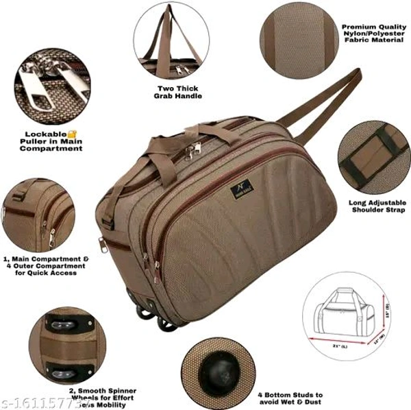 60 L Strolley Duffel Bag - Unisex Polyester Medium Size Travel Weekender Duffle Bag for Men & Women Luggage Bag For Men and Women