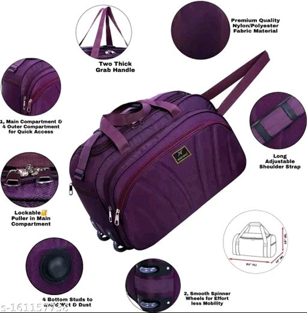 60 L Strolley Duffel Bag - Unisex Polyester Medium Size Travel Weekender Duffle Bag for Men & Women Luggage Bag For Men and Women