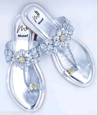 Musef Stunning Silver Women Flat Sandals | Chic & Comfortable Handmade Party Wear - 9