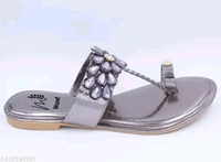 Musef Stunning Silver Women Flat Sandals | Chic & Comfortable Handmade Party Wear - 4