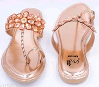 Musef Luxe Gold Women Flat Sandals | Glamorous & Comfortable Party Wear Footwear - 4