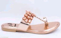 Musef Luxe Gold Women Flat Sandals | Glamorous & Comfortable Party Wear Footwear - 4