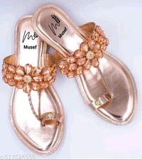Musef Luxe Gold Women Flat Sandals | Glamorous & Comfortable Party Wear Footwear - 4