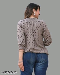 women stylish brown cosine printed top for women and girls  tt - L