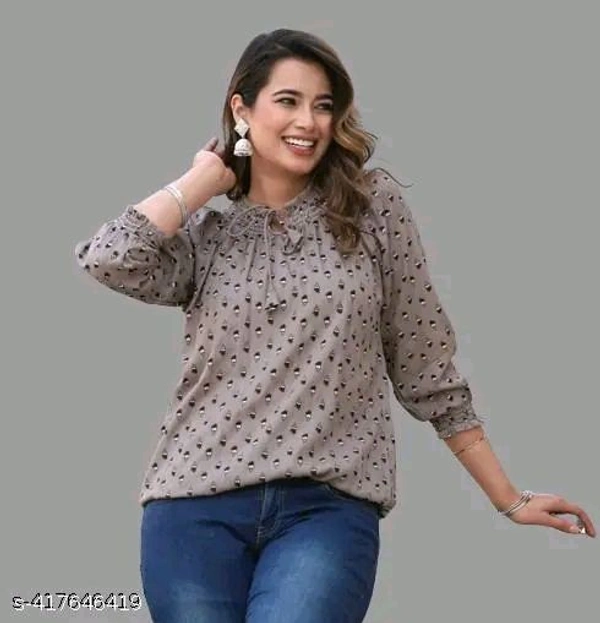 women stylish brown cosine printed top for women and girls  tt - L