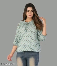 women stylish light pista  cosine printed top for women and girls  tt - M