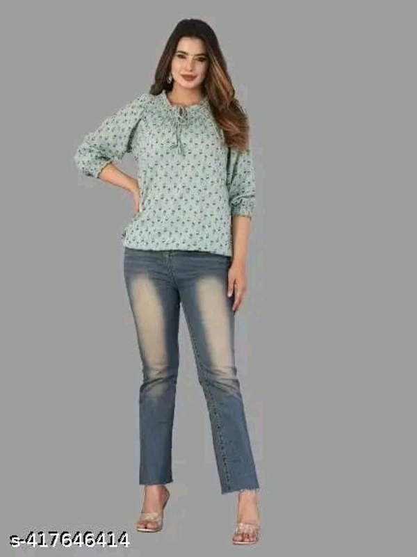 women stylish light pista  cosine printed top for women and girls  tt - L