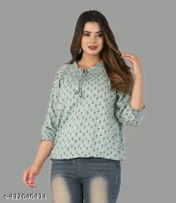 women stylish light pista  cosine printed top for women and girls  tt - L