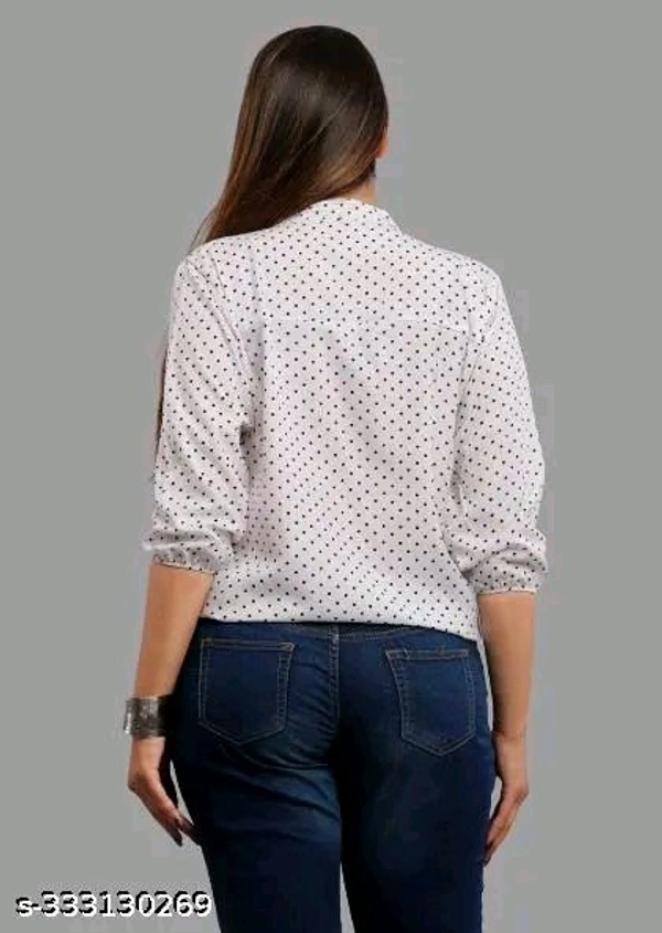 crepe white doted women stylilsh top for girls and women fabric crepe - M