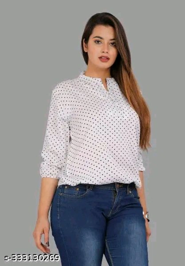 crepe white doted women stylilsh top for girls and women fabric crepe - Xxl