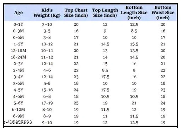 Kids Top & Pant Seats  For Girls - 9-12