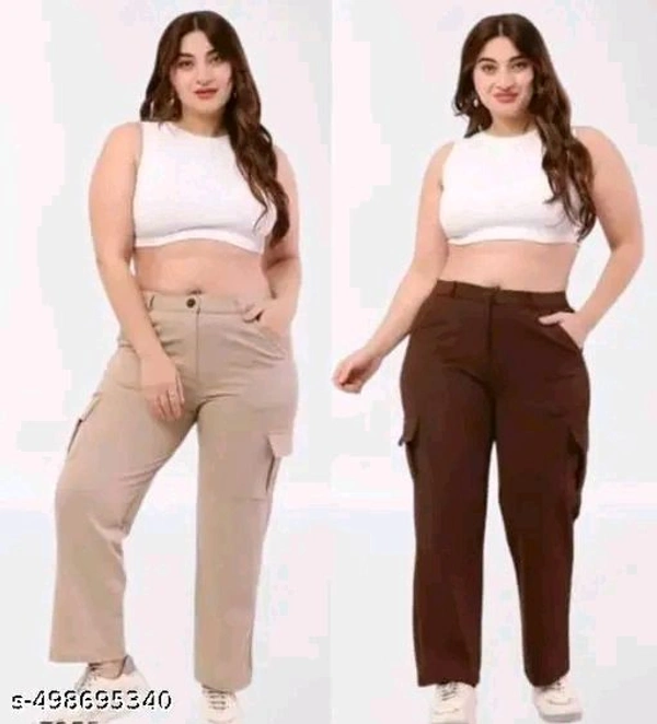 Pack of "Beige & Brown" Extended Cargo Pant For Women - L