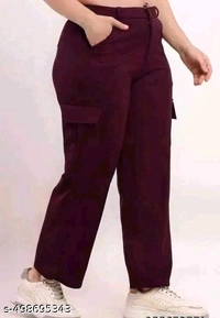 Pack of "Burgundy & Black" Extended Cargo Pant For Women - Xl