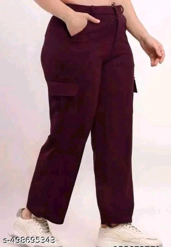 Pack of "Burgundy & Black" Extended Cargo Pant For Women - Xl