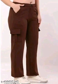 Pack of "Brown & Navy" Extended Cargo Pant For Women - L
