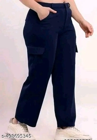 Pack of "Brown & Navy" Extended Cargo Pant For Women - L