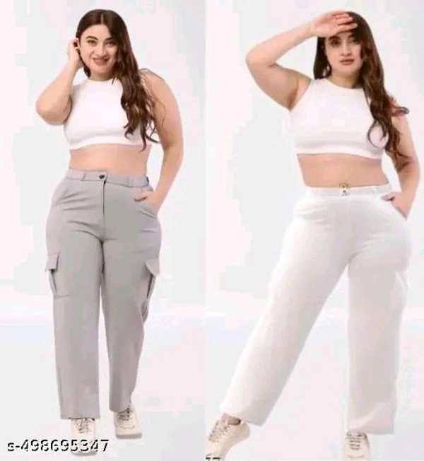 Pack of "Grey & White" Extended Cargo Pant For Women - L
