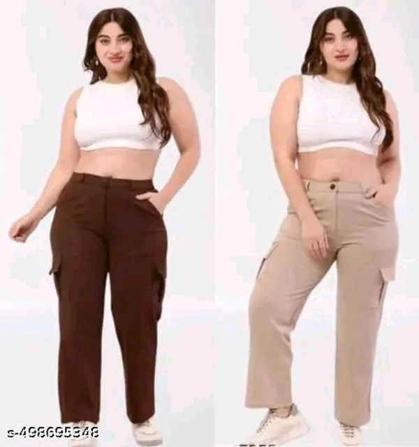 Pack of "Brown & Beige" Extended Cargo Pant For Women - L