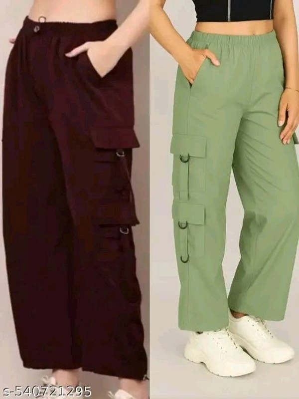 Women's  solid cargo pant - S
