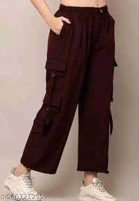 Women's  solid cargo pant - M