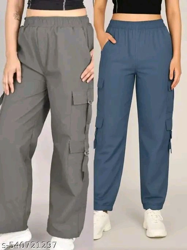 Women's  solid cargo pant - L