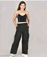 Women's  solid cargo pant - Xl