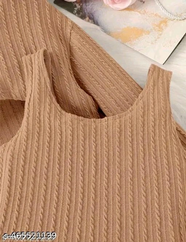 Stylish Light Brown Full Sleeve Frock For Girls With Short Western Dress for Girls - 8-9