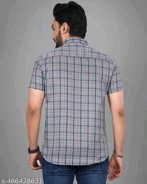 Filiate Checkered Grey Regular Fit Cotton Men's Shirt | Half Sleeves Formal Slim Fit Checkered Office Wear Shirts for Men - S