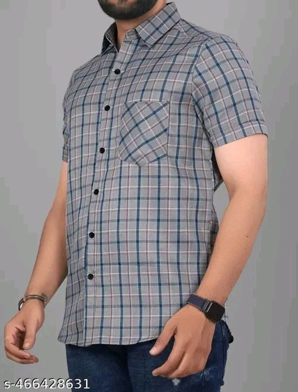 Filiate Checkered Grey Regular Fit Cotton Men's Shirt | Half Sleeves Formal Slim Fit Checkered Office Wear Shirts for Men - Xxl
