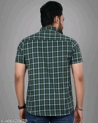 Filiate Checkered Green Regular Fit Cotton Men's Shirt | Half Sleeves Formal Slim Fit Office Wear Shirt for Men - Xl