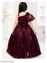 As popular dresssa satin silk girls dress for kids - 5-6