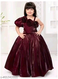 As popular dresssa satin silk girls dress for kids - 5-6