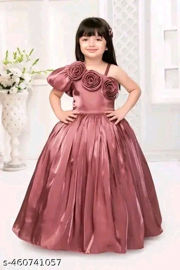 As popular dresssa satin silk girls dress for kids ​ - 2-3