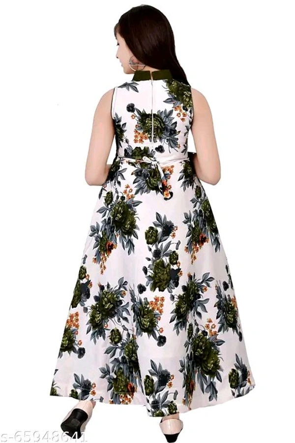 Girls Green Cotton Blend Ethnic Gowns Pack Of 1 - 8-9