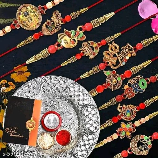 Periapt Rakhi  Set Of 10 With Dish, Silver Coin & Greeting Card, Rakhi For Brother And Bhabhi, Rakhi With Gift For Brother, Rakhi For Kids, Rakhi Set, Rakhi Combo 