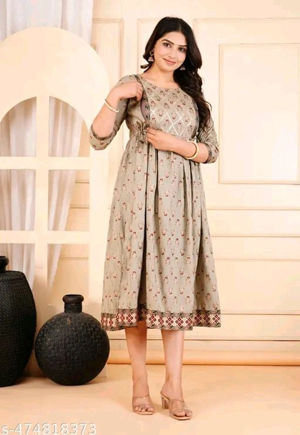 Women's Anarkali Comfortable Maternity Feeding Kurta Dress with Both Side Zippers | Pre and Post-Pregnancy & Nursing Mom Dress - Xxxl