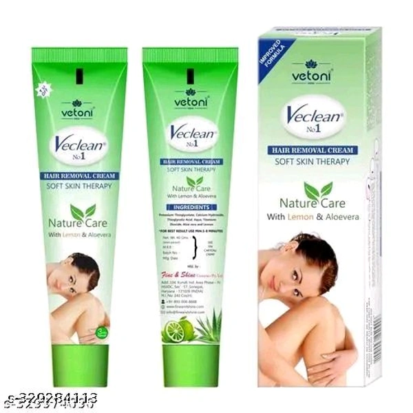 Vetoni Veclean No.1 Hair Removal Cream for Men & Women | Smooth Skin with Lemon & Aloe Vera | Gentle, Effective & Easy Hair Removal at Home,(40 g ), Pack of 5 Each (200 gm)