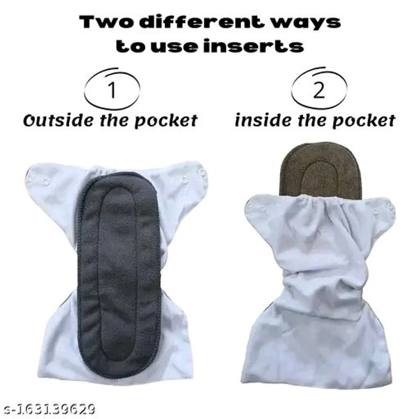 Baby Freesize Washable & Reusable Adjustable Pocket 6 Cloth Diaper Multicolor with 6 Black Insert