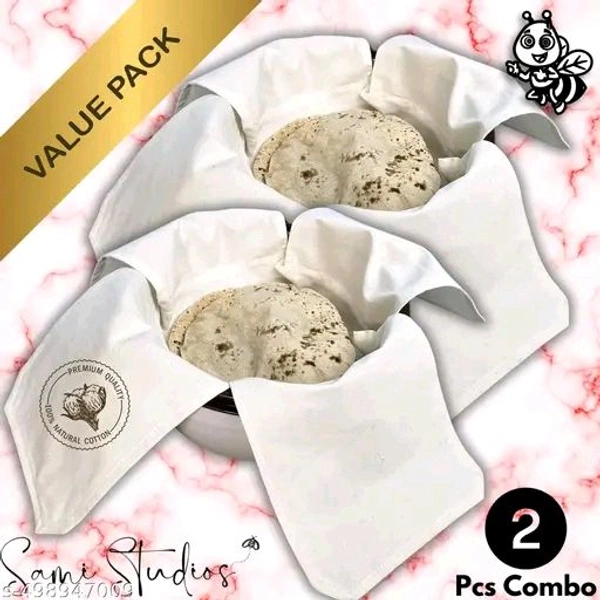 Sami Studios 100% ORGANIC Cotton Washable Hygienic Roti Clothes|Roti Cover|Puri Cover|Tortilla Cover|Chapati Rumals|Traditional Roti Rumals|Sandwich Wrap|Muslin Cloth|Roti Clothes Wrap|Chapati Cover|roti wrapping paper |chapati wrapping paper|for tiffin| Lunch Box|Kitchen|For School Kids – 2 Pcs