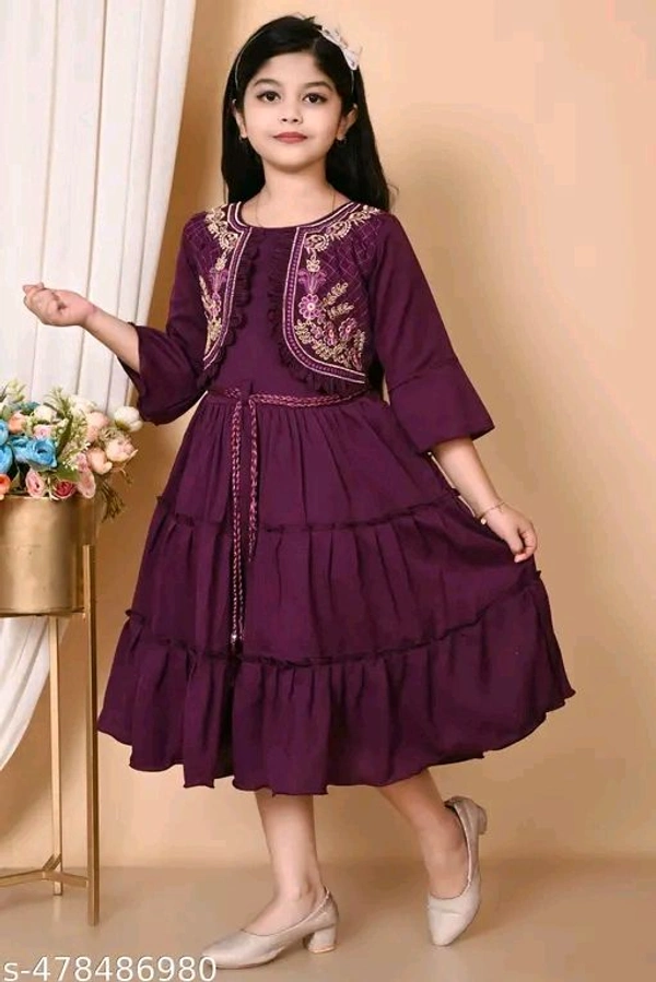 Trendy cotton embroidered frock for kids  - 7-8