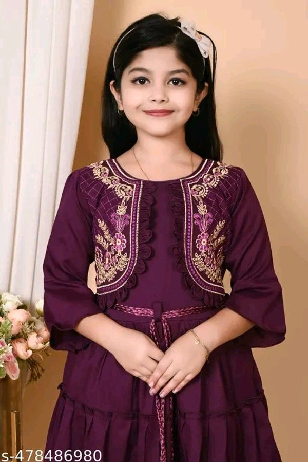 Trendy cotton embroidered frock for kids  - 7-8