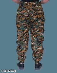 SKG-WOMEN COMOUFLAG TROUSER  MULTY POCKET , COLOR -GREEN - 28