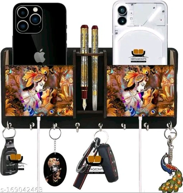 ADMIREYA ARTS Beautiful Designer Special addition blue radha krishna  2 box Key holder for home / office / kitchen / key holders / key holder for wall / key holder / Best decorative item for home décor / festive décor Mobile stand cum Wood Key Holder 