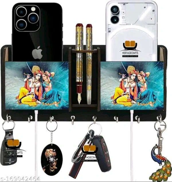 ADMIREYA ARTS Beautiful Designer Special addition blue radha krishna  2 box Key holder for home / office / kitchen / key holders / key holder for wall / key holder / Best decorative item for home décor / festive décor Mobile stand cum Wood Key Holder 