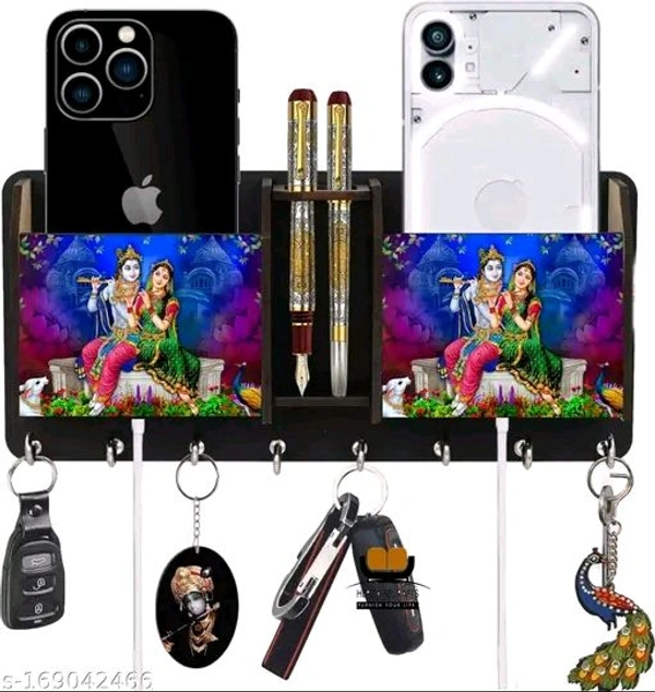 ADMIREYA ARTS Beautiful Designer Special addition blue radha krishna  2 box Key holder for home / office / kitchen / key holders / key holder for wall / key holder / Best decorative item for home décor / festive décor Mobile stand cum Wood Key Holder 