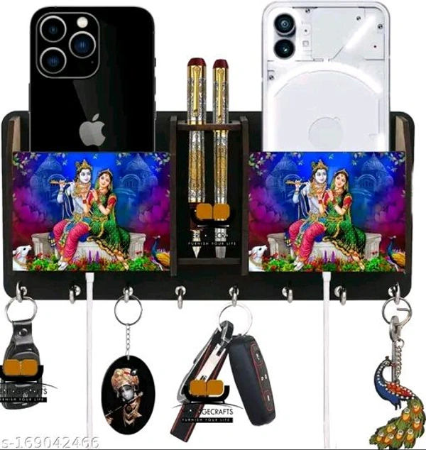 ADMIREYA ARTS Beautiful Designer Special addition blue radha krishna  2 box Key holder for home / office / kitchen / key holders / key holder for wall / key holder / Best decorative item for home décor / festive décor Mobile stand cum Wood Key Holder 